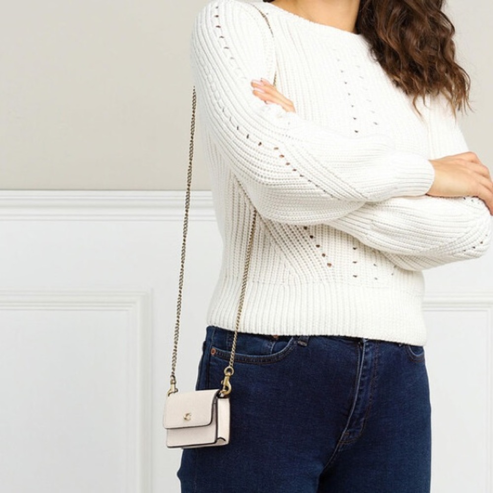 Coach Pebbled Leather Half Flap Card Case